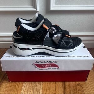 Skechers Go Walk Arch Fit Sandals Black Orange Mens Size 9 229020